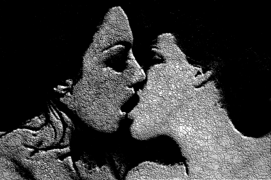 Primer Beso by Violetarojo ©Petra Maricela Thompson Violetarojo, two women kissing.